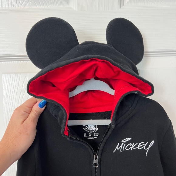 Disney Parks Mickey Mouse Sweatshirt Black Long Sleeve Hoodie Standup Ears 4T - Picture 5 of 7
